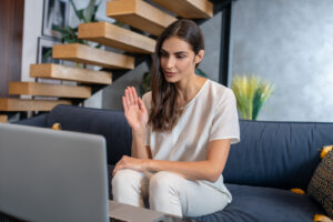 woman during her online therapy session